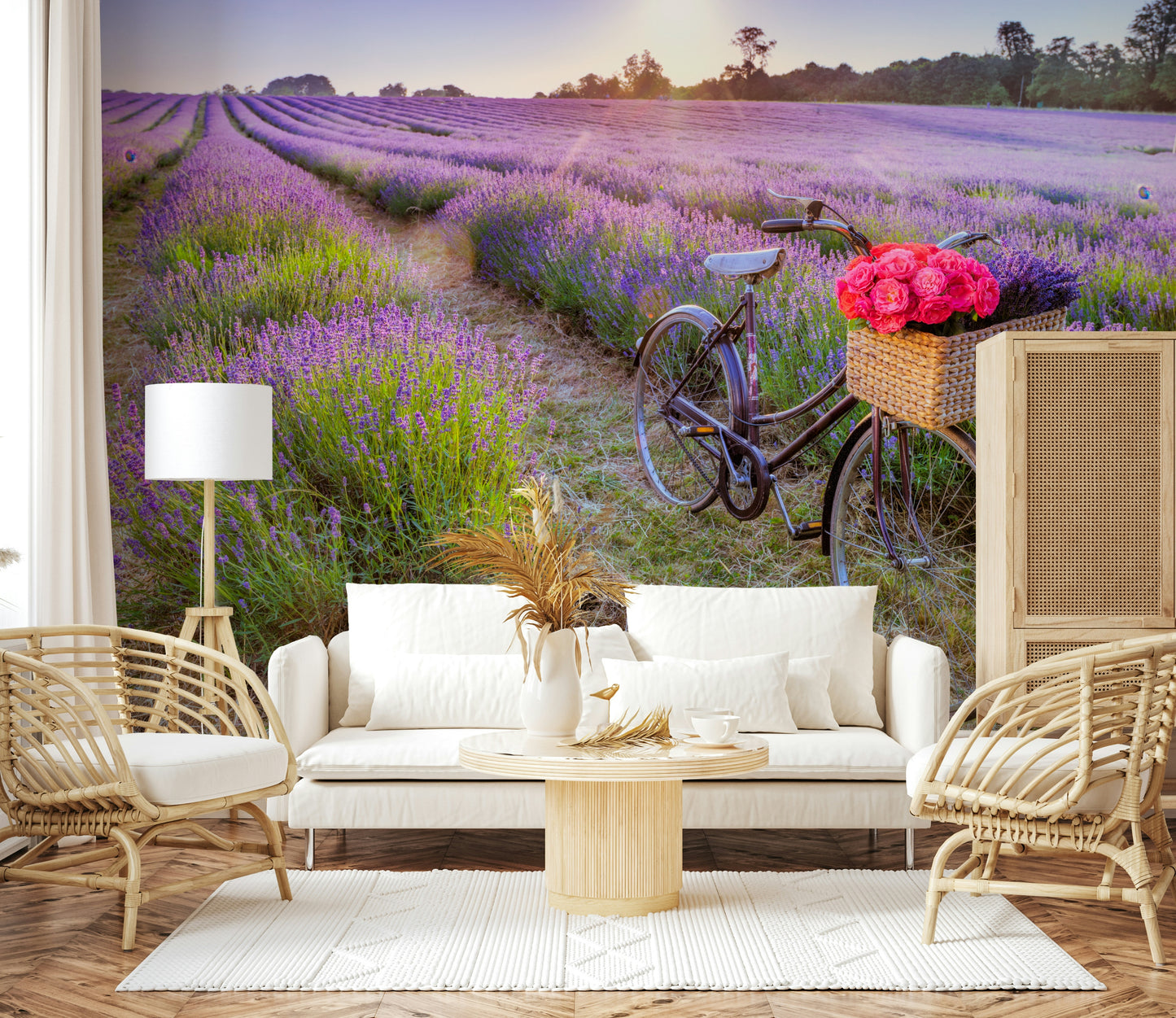 Bicycle in a Lavender Field Wall Mural