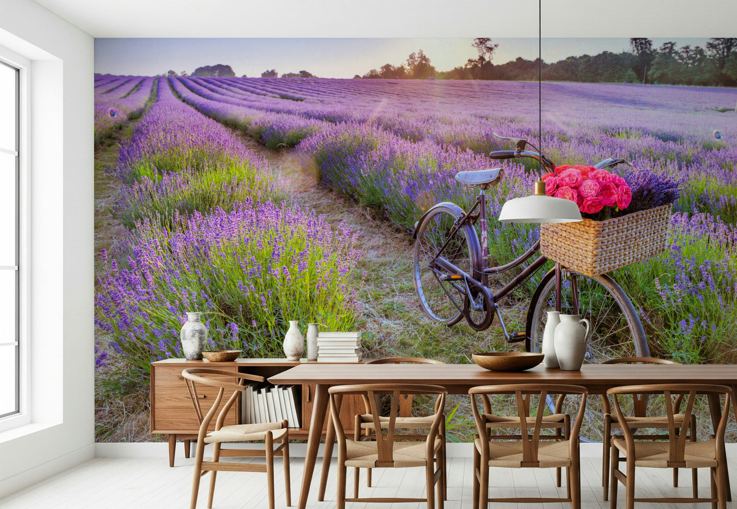 Bicycle in a Lavender Field Wall Mural