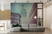 Iconic Majesty NYC view wallcovering: Historic architecture style.