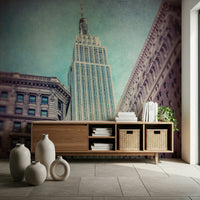 Wallcovering Iconic Majesty option: Monochromatic high-rise view.