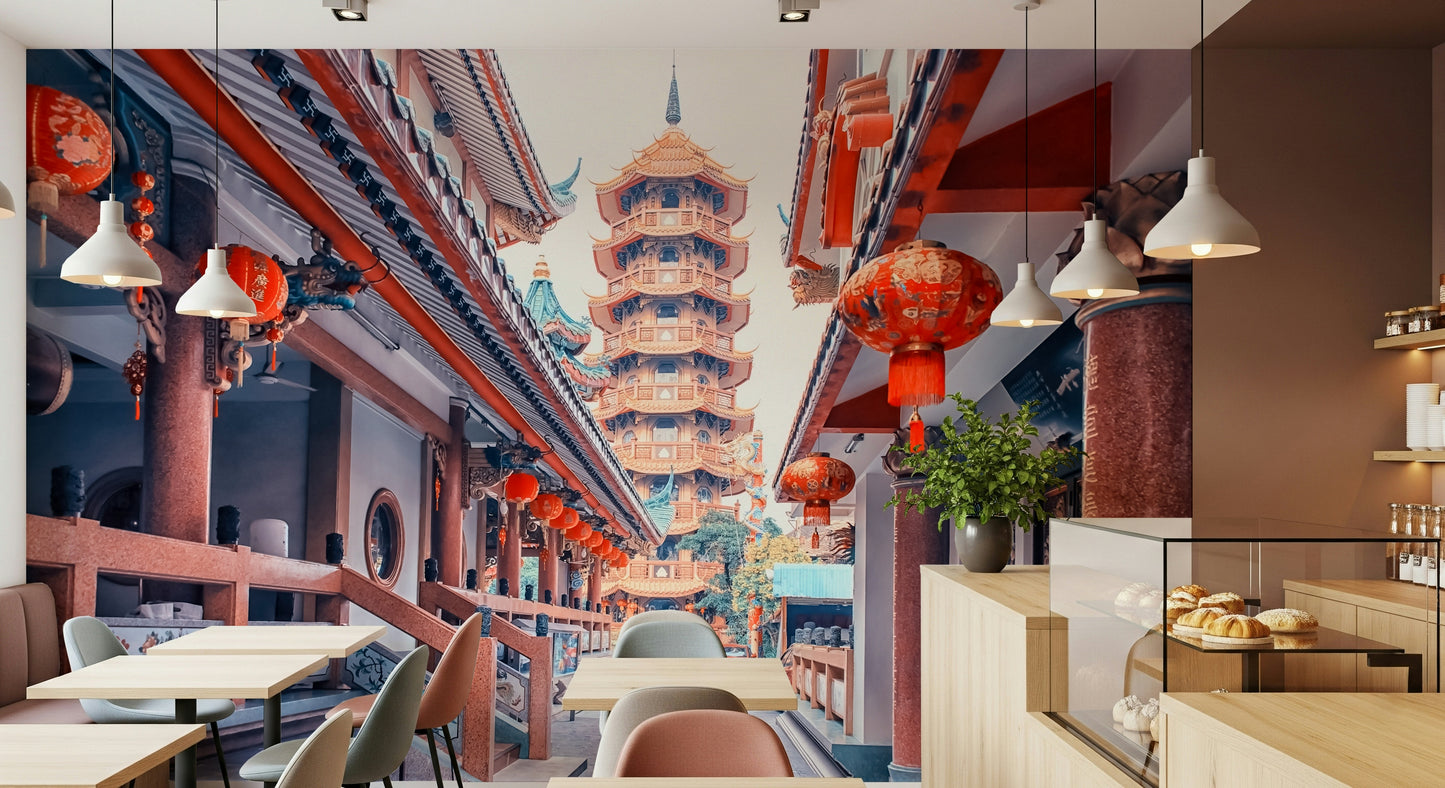 Asian Temple Vista Wall Mural