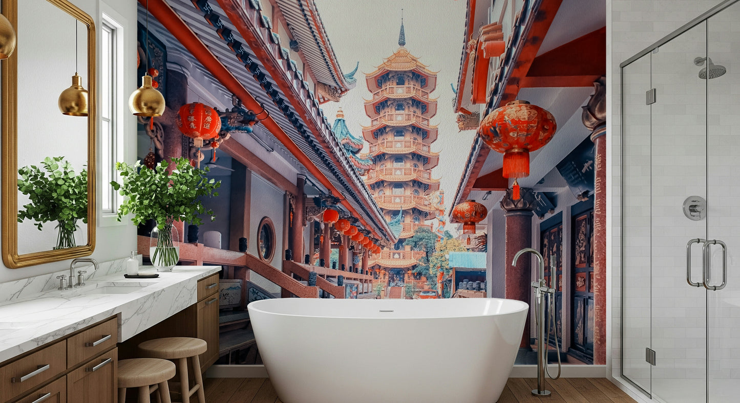 Asian Temple Vista Wall Mural