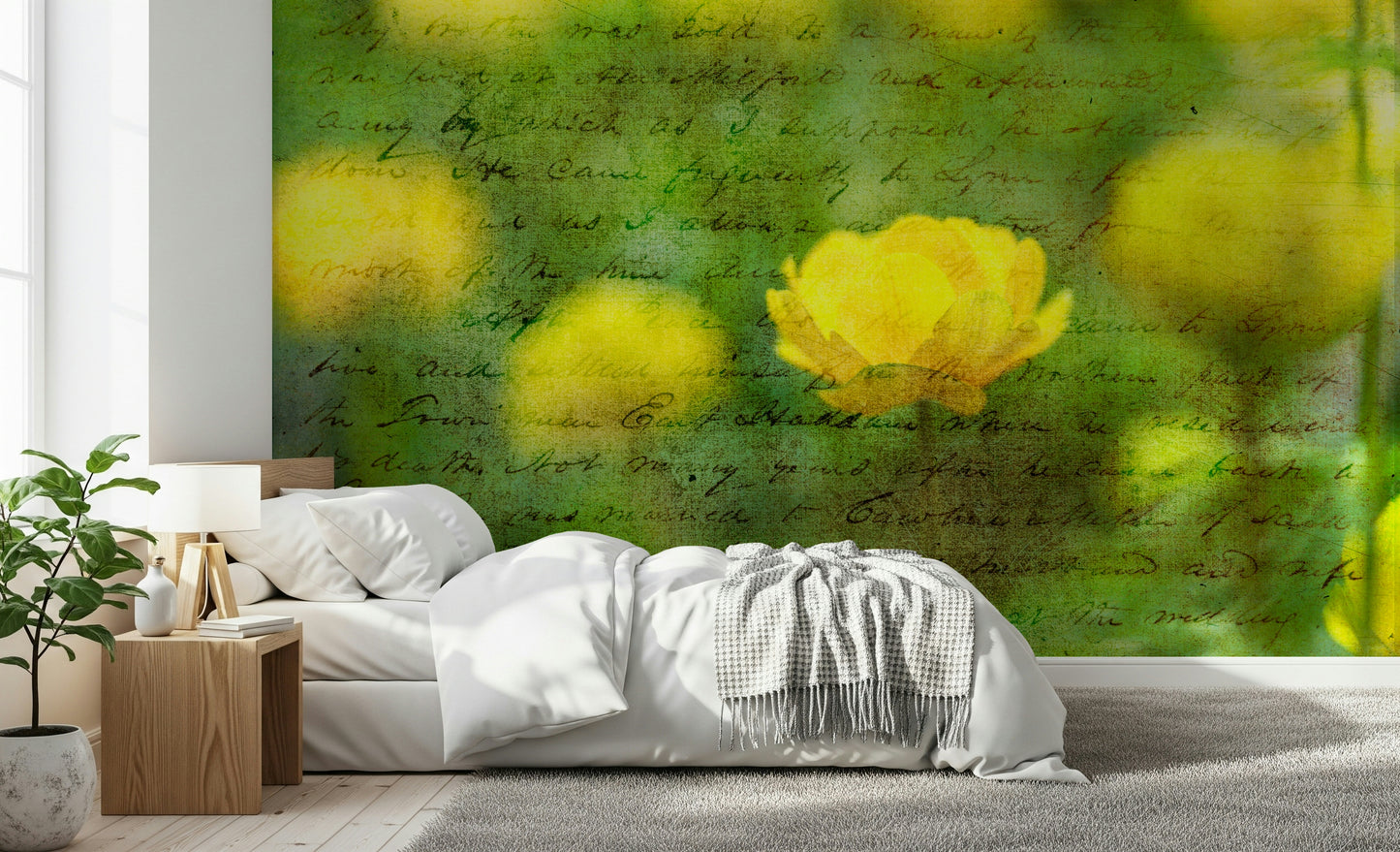 Golden Bloom Script Wall Mural