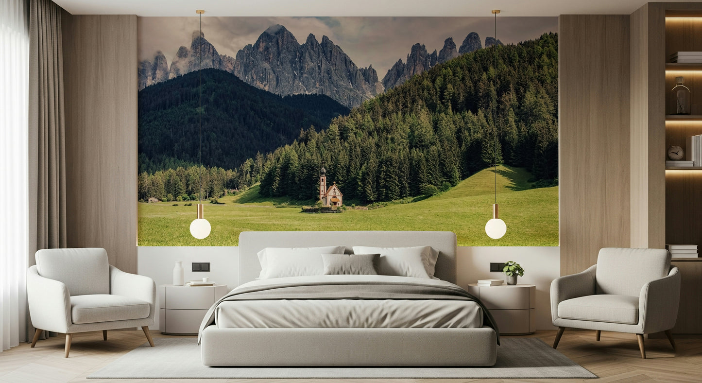 Alpine Chapel Vista Wall Mural