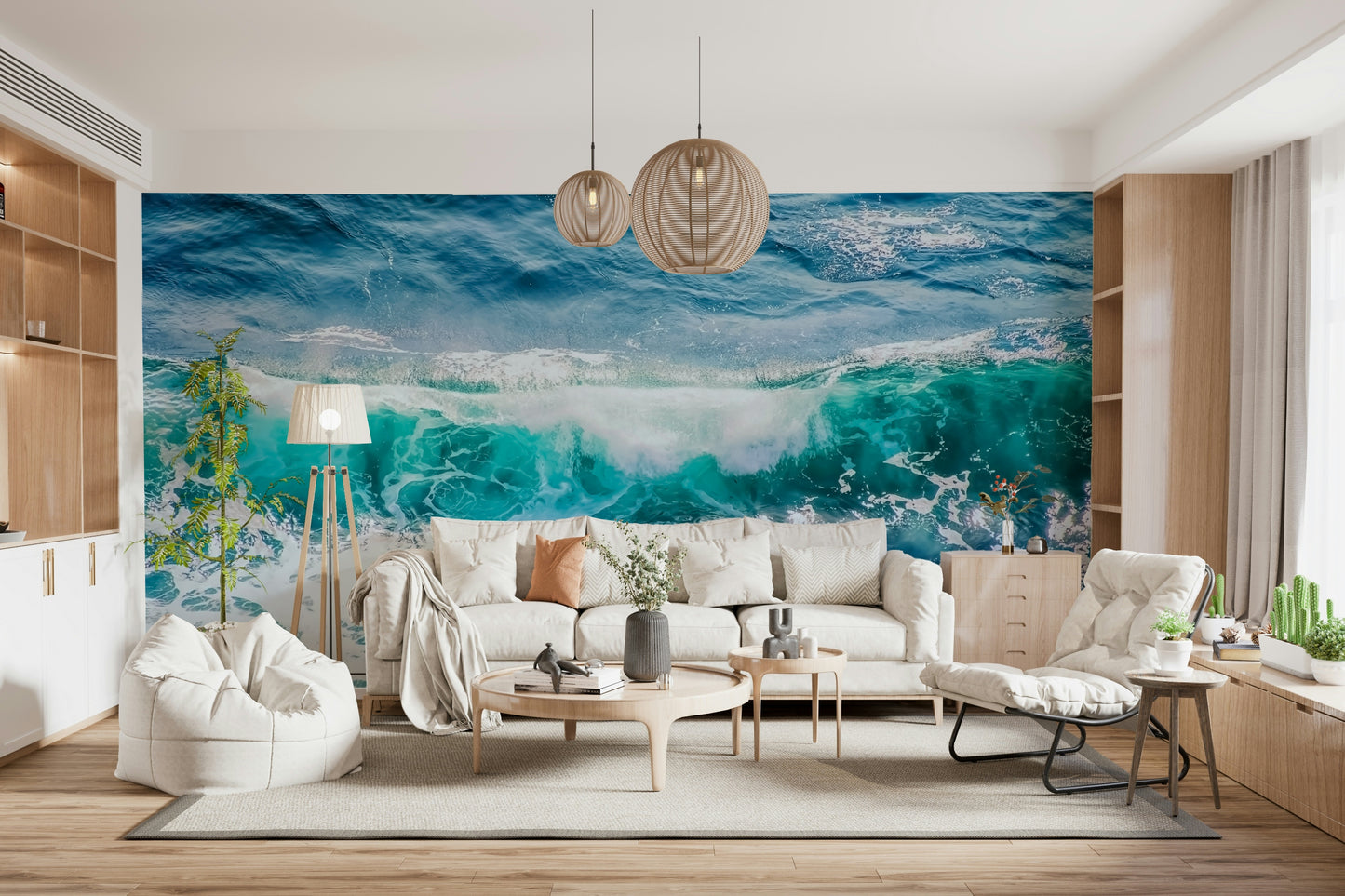 Crashing Teal Wall Mural