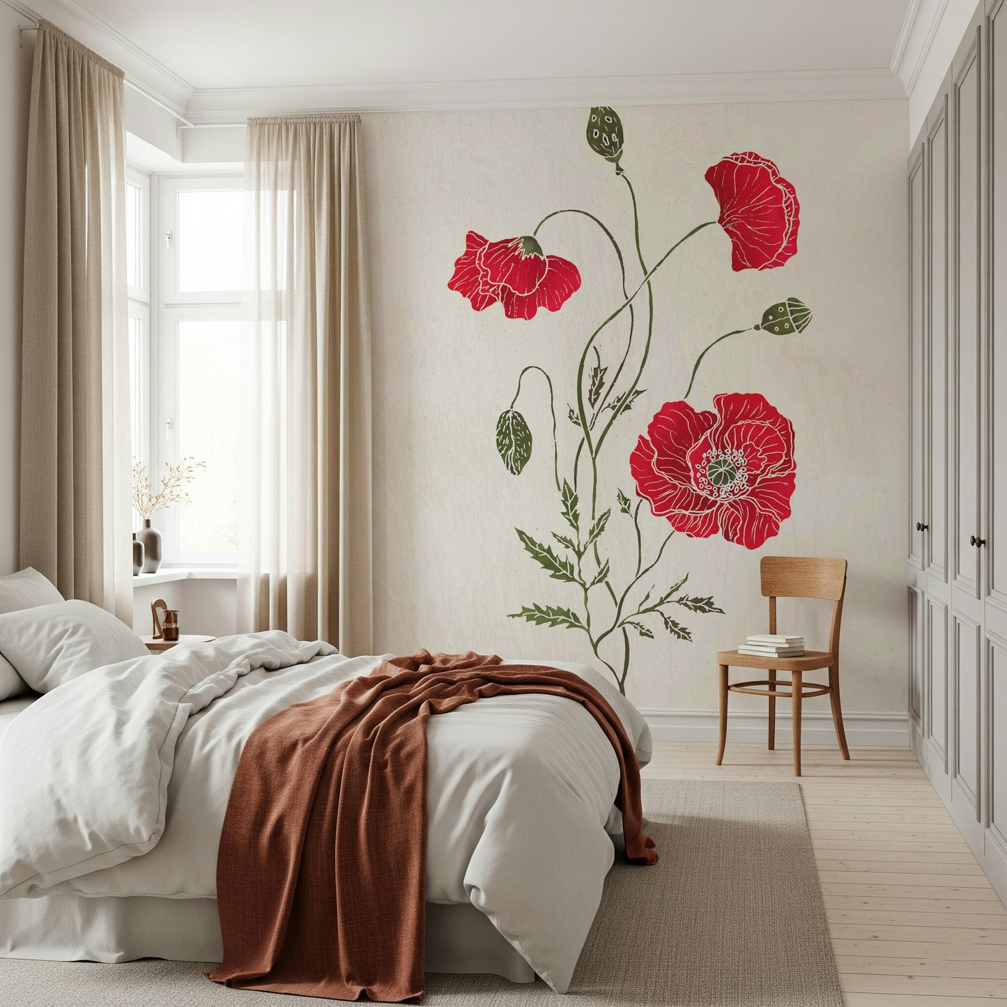 Lonely Red Poppy Wall Mural