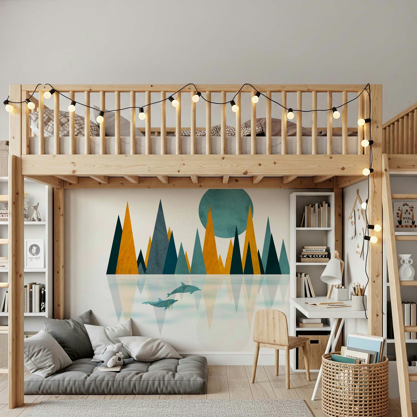 Dolphins Sunset Wall Mural