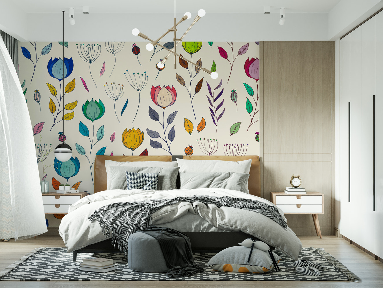 Rainbow Bloom Dance Wall Mural