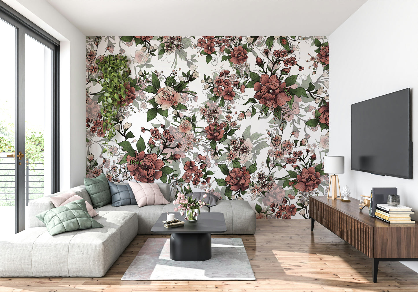 Garden of flowers and beetles Wall Mural