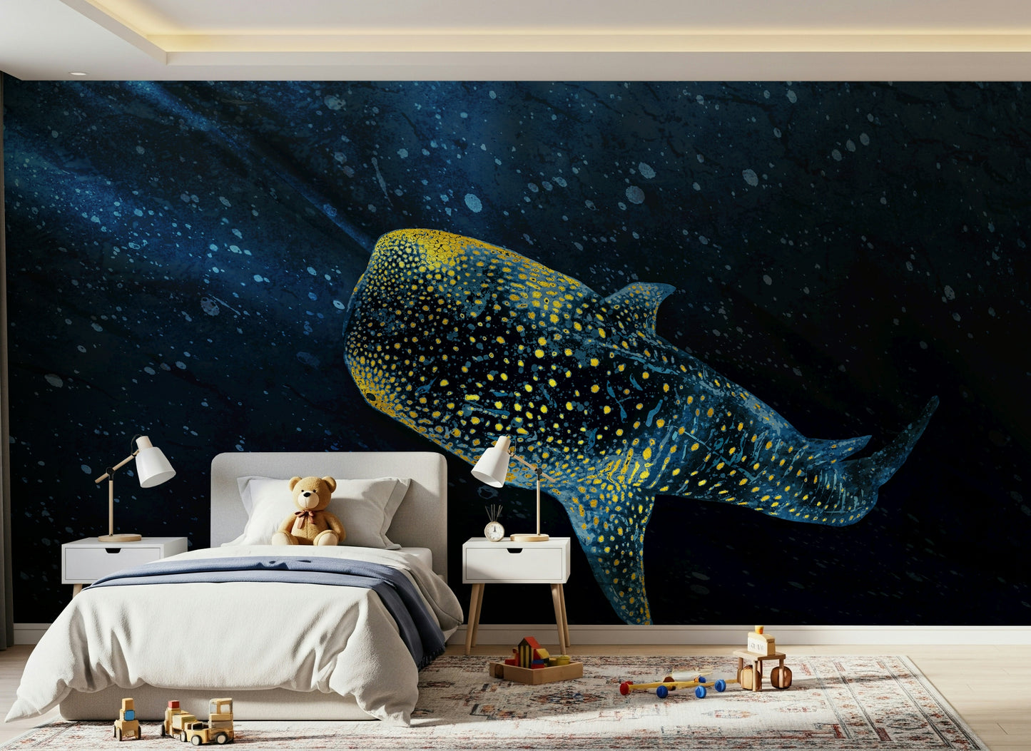 Golden Whale Shark Wall Mural