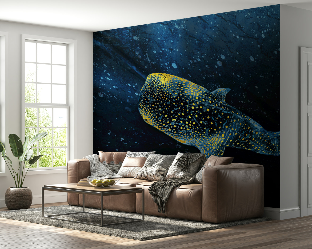 Golden Whale Shark Wall Mural