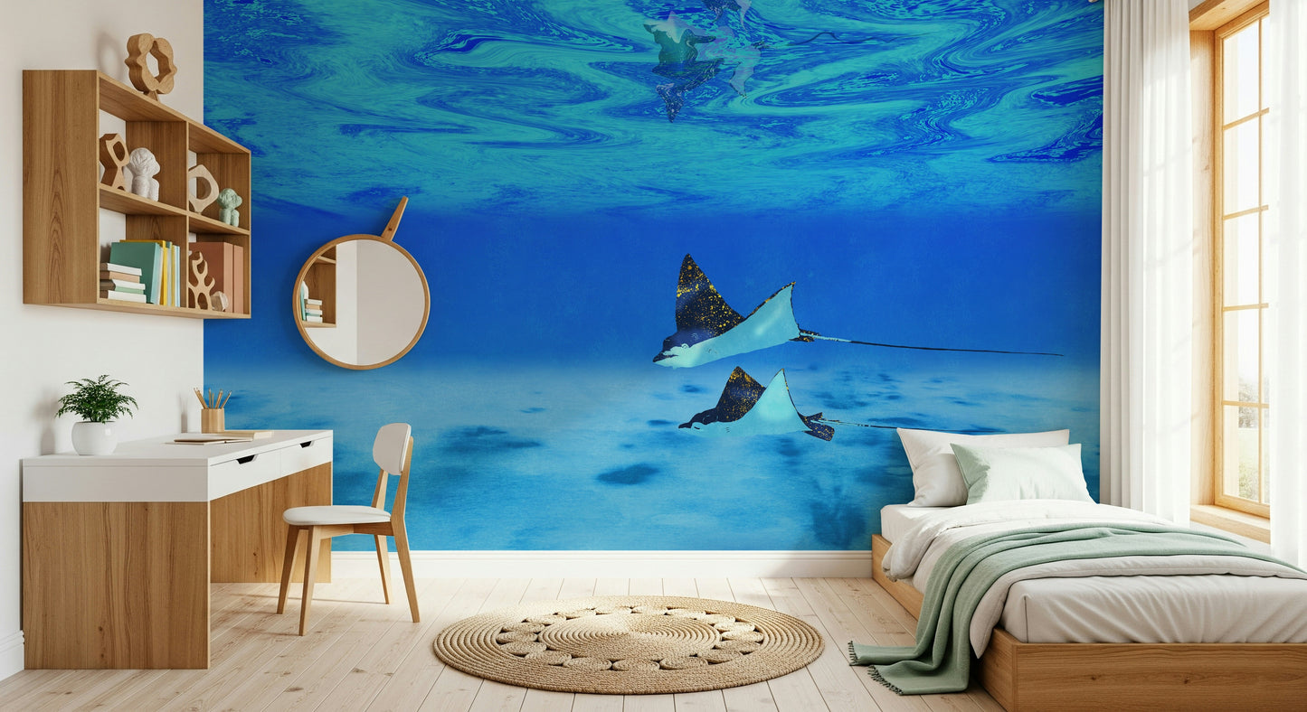 Ethereal Manta Rays Wall Mural