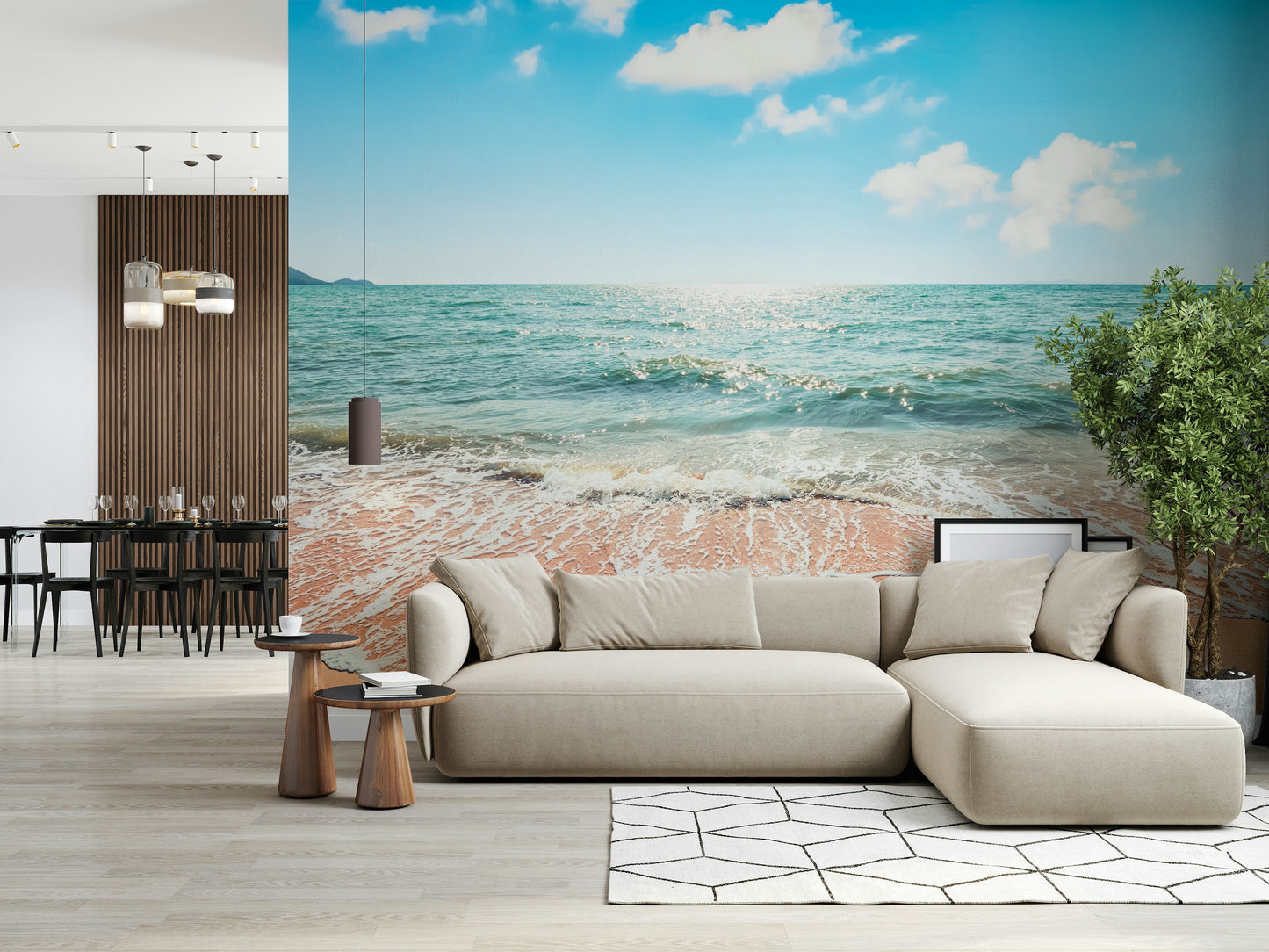 Serene, pristine beach Wall Mural