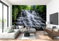 Misty rock ledge Cascading Serenity peel and stick wallpaper.