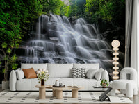 Flowing water stone tiers Cascading Serenity wall mural.