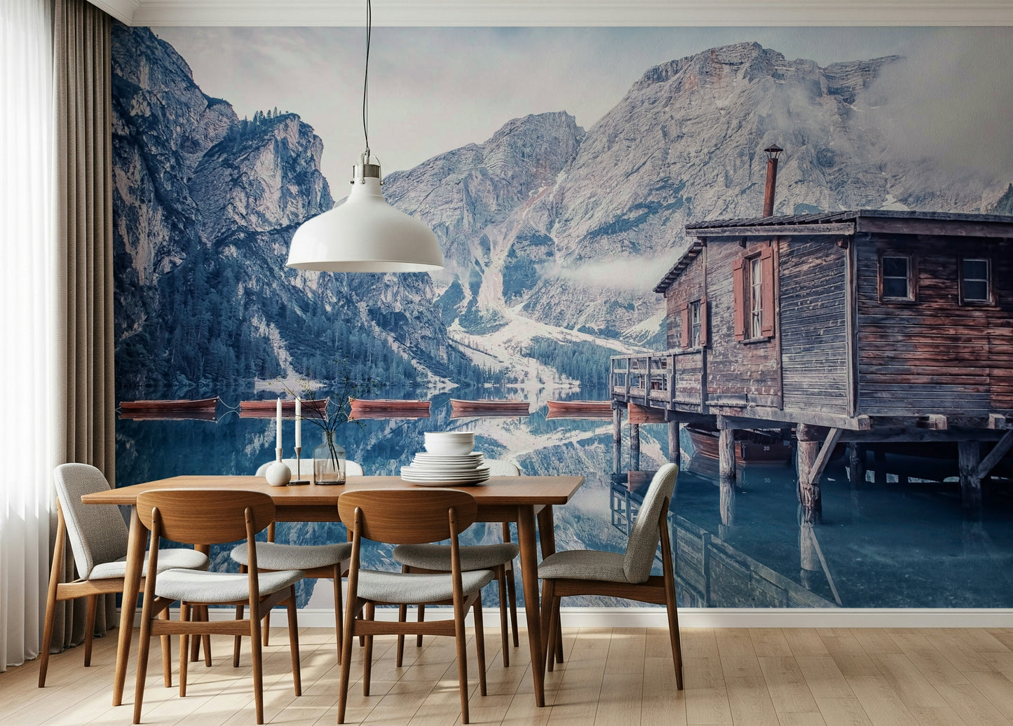 Braies Lake Serenity Wall Mural
