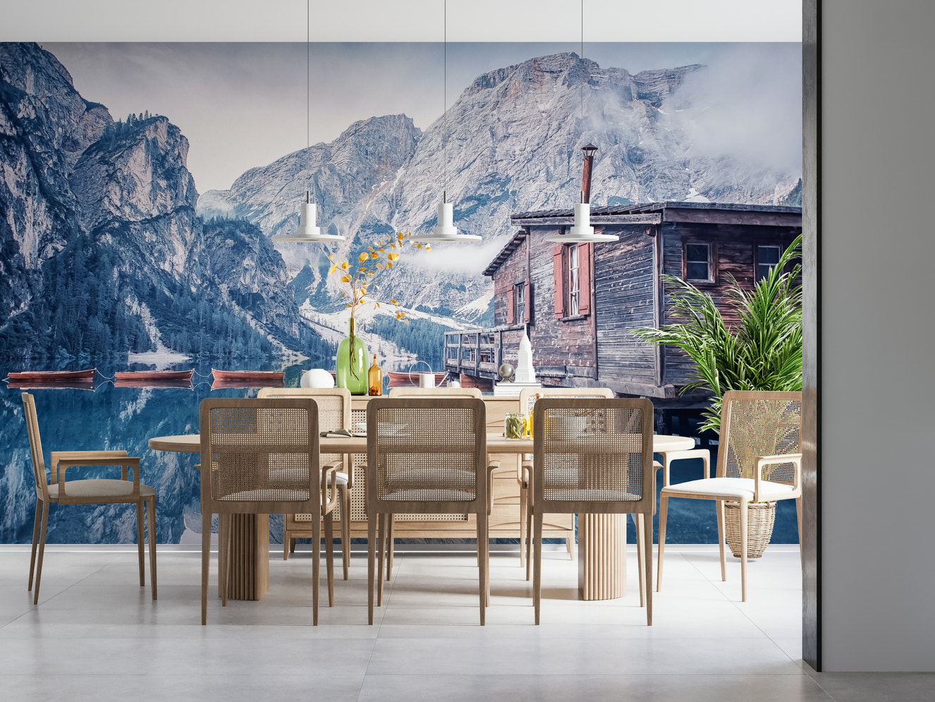 Braies Lake Serenity Wall Mural