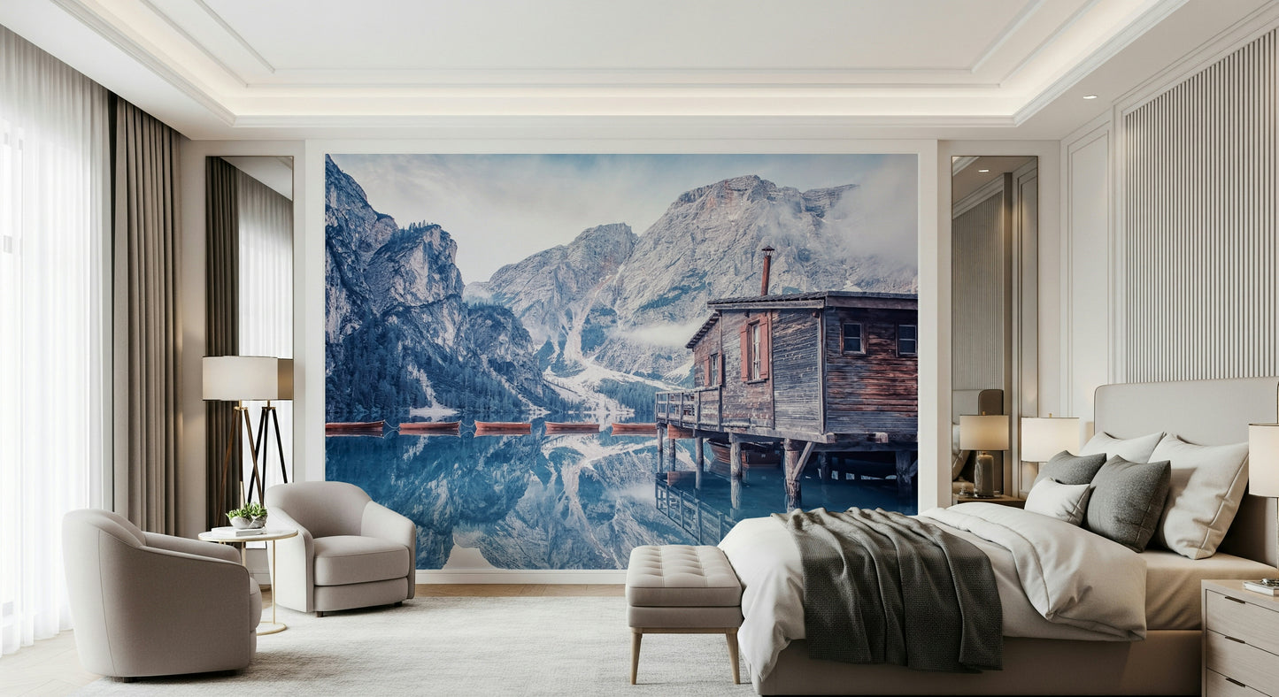 Braies Lake Serenity Wall Mural