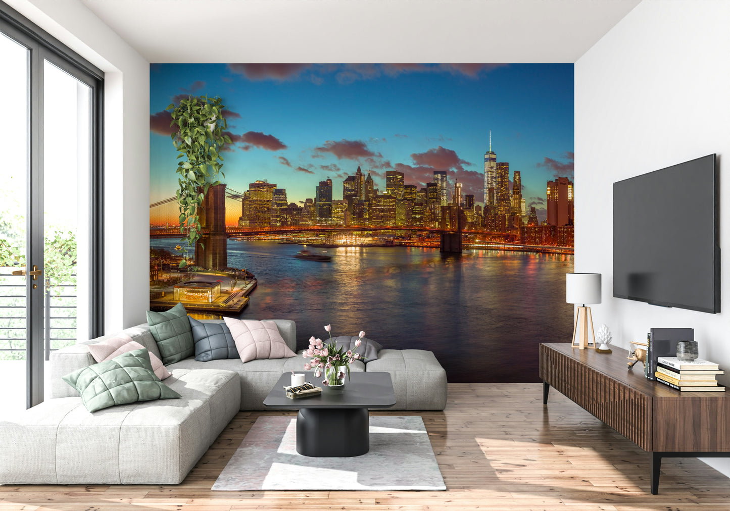 Vivid New York City evening, glowing architecture, NYC Twilight Sparkle wallpaper.