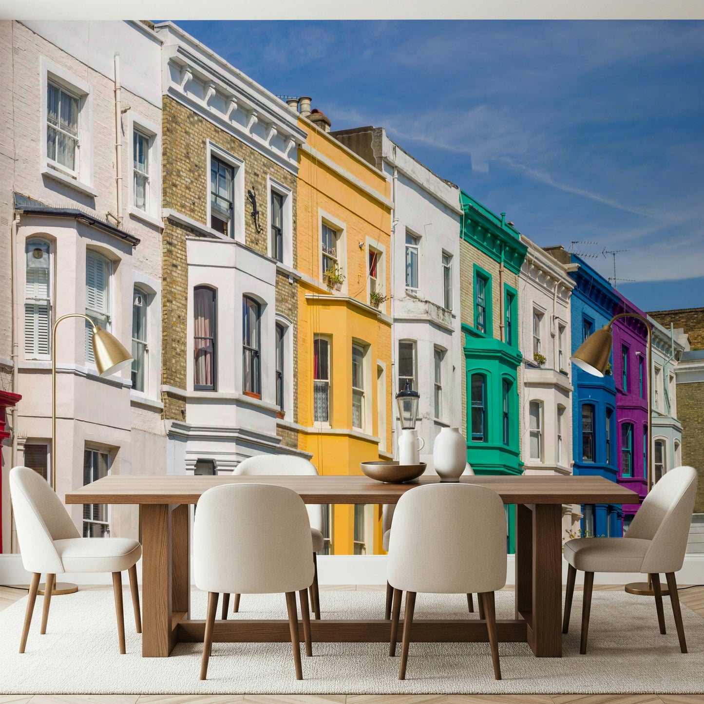 Rainbow Row Houses Wall Mural