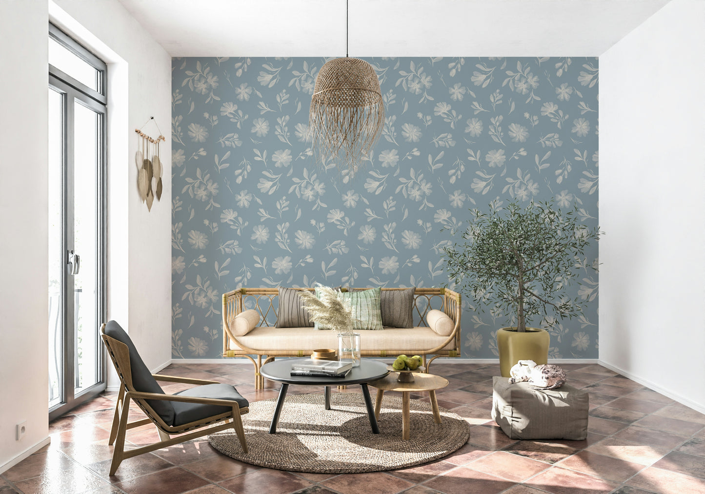 Powder Blue Bloom Wallpaper⁠