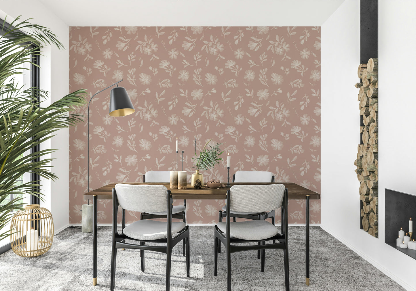 Dusty Rose Blooms Wallpaper⁠