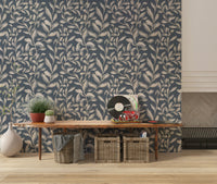 Minimalist watercolor greenery Ethereal Leaves chic wallpaper mural.