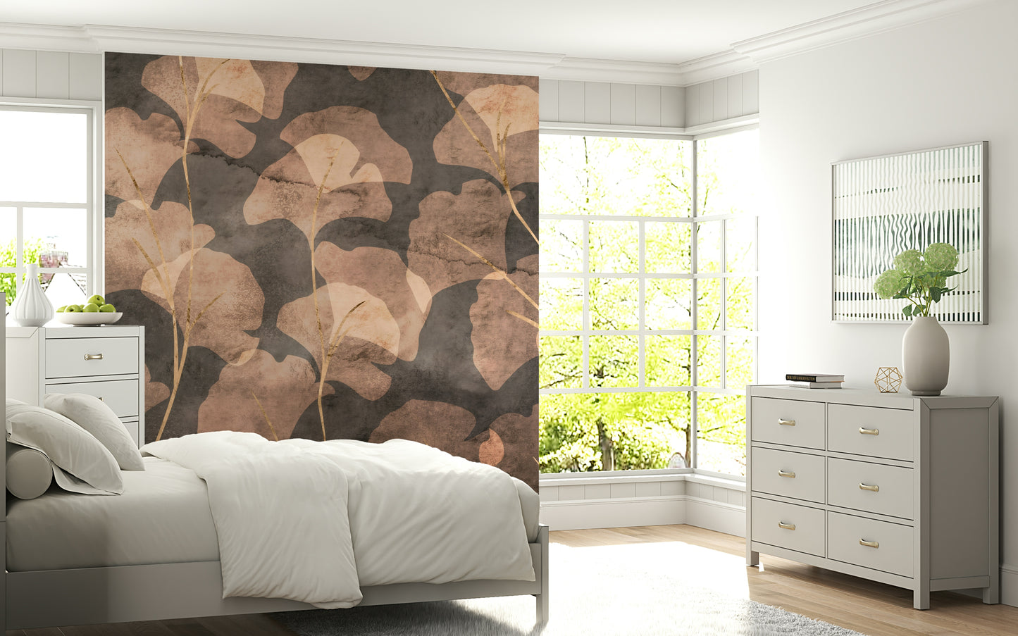 Midwinter Gingko -  Sepia Wall Mural