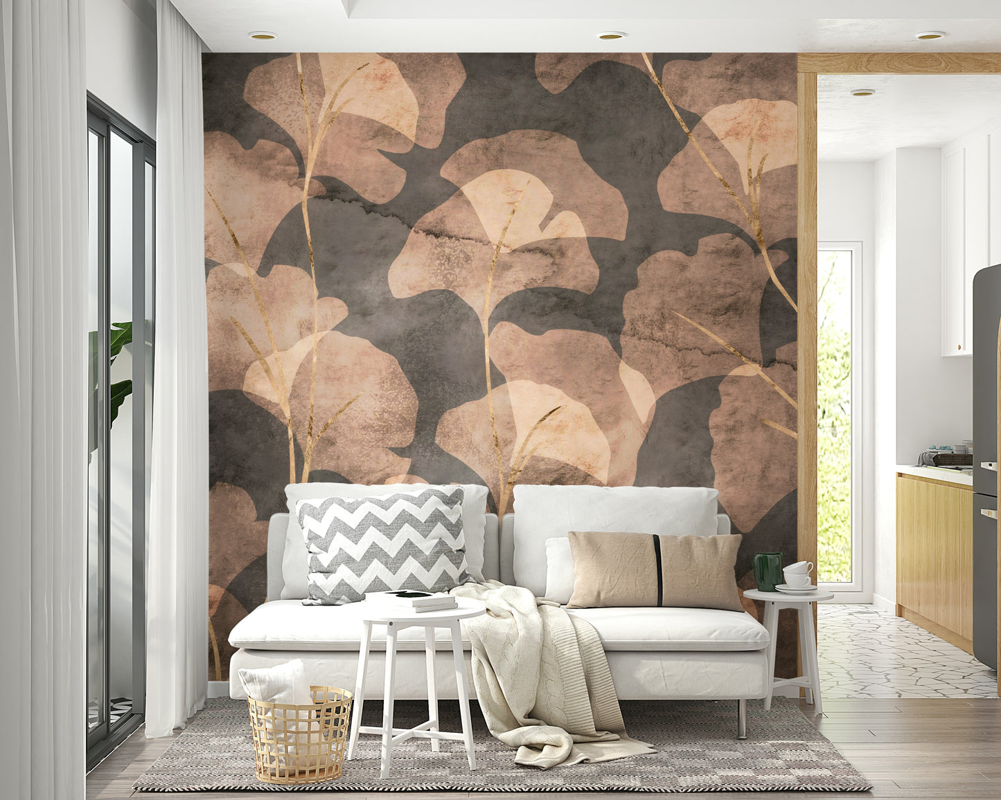 Midwinter Gingko -  Sepia Wall Mural