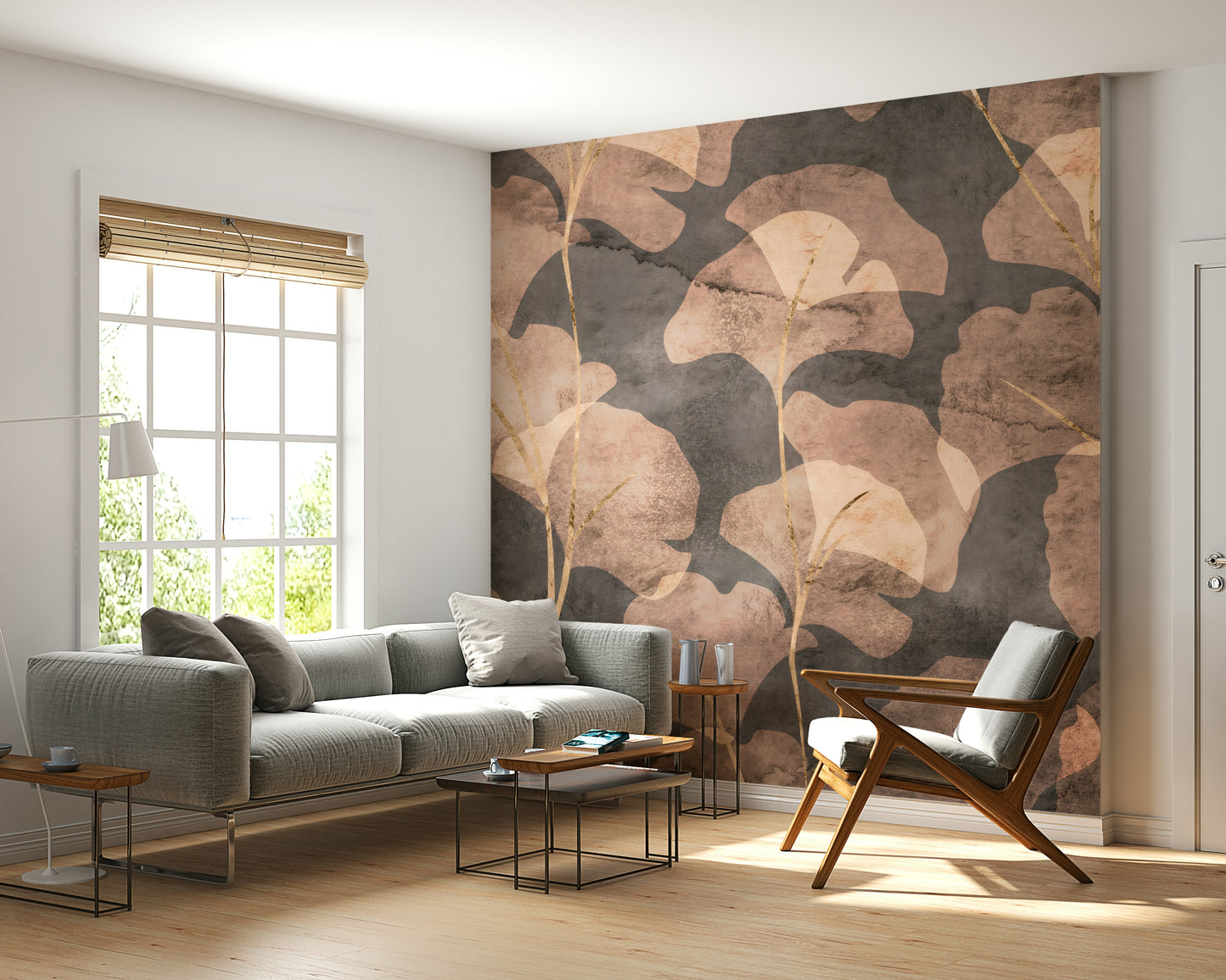 Midwinter Gingko -  Sepia Wall Mural