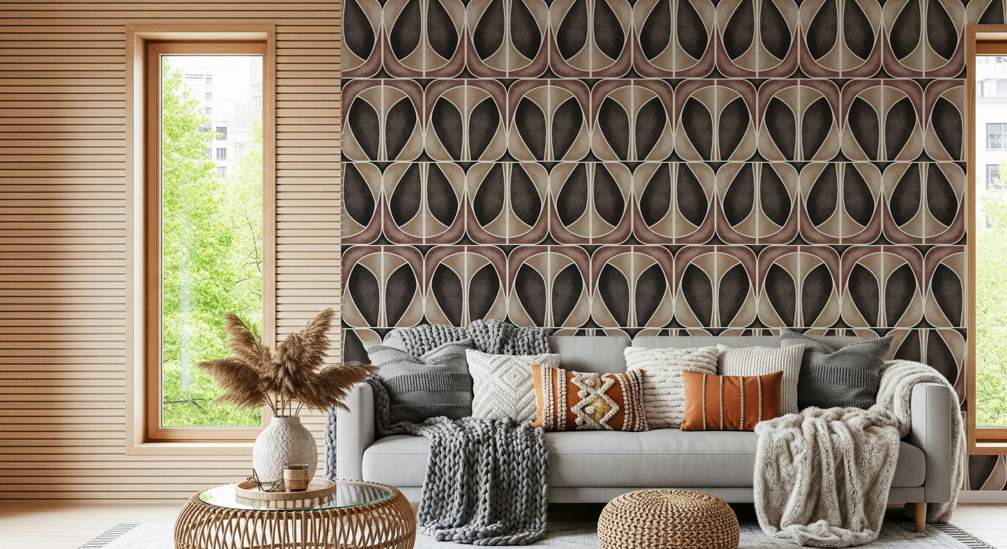 Softy Dèco Geometries -  Dramatic Coffee Wallpaper⁠