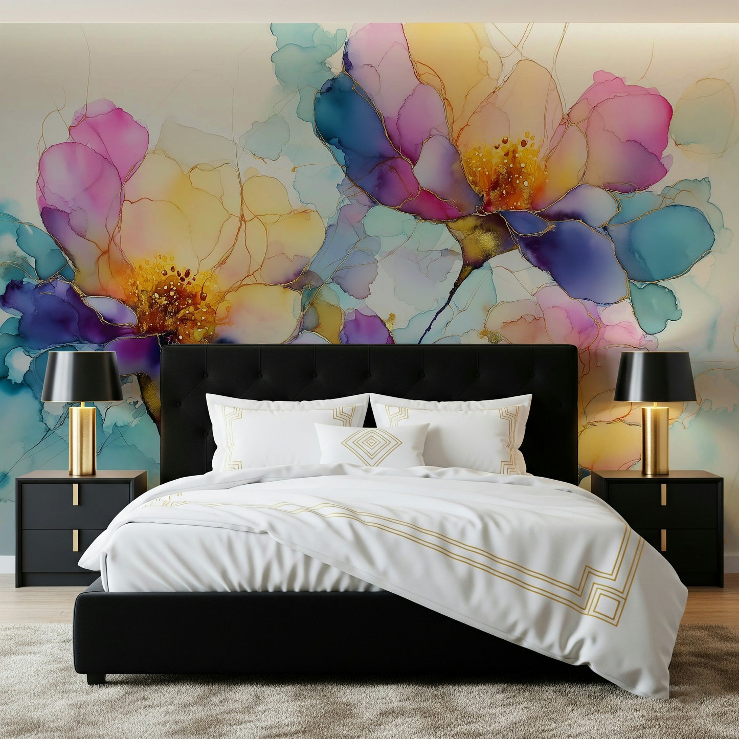 Colorful Ink Floral Dreams Wall Mural