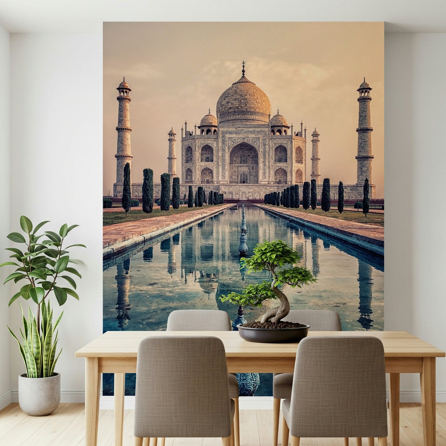 Indian Palace Serenity wallpaper mural captures golden hour glow.