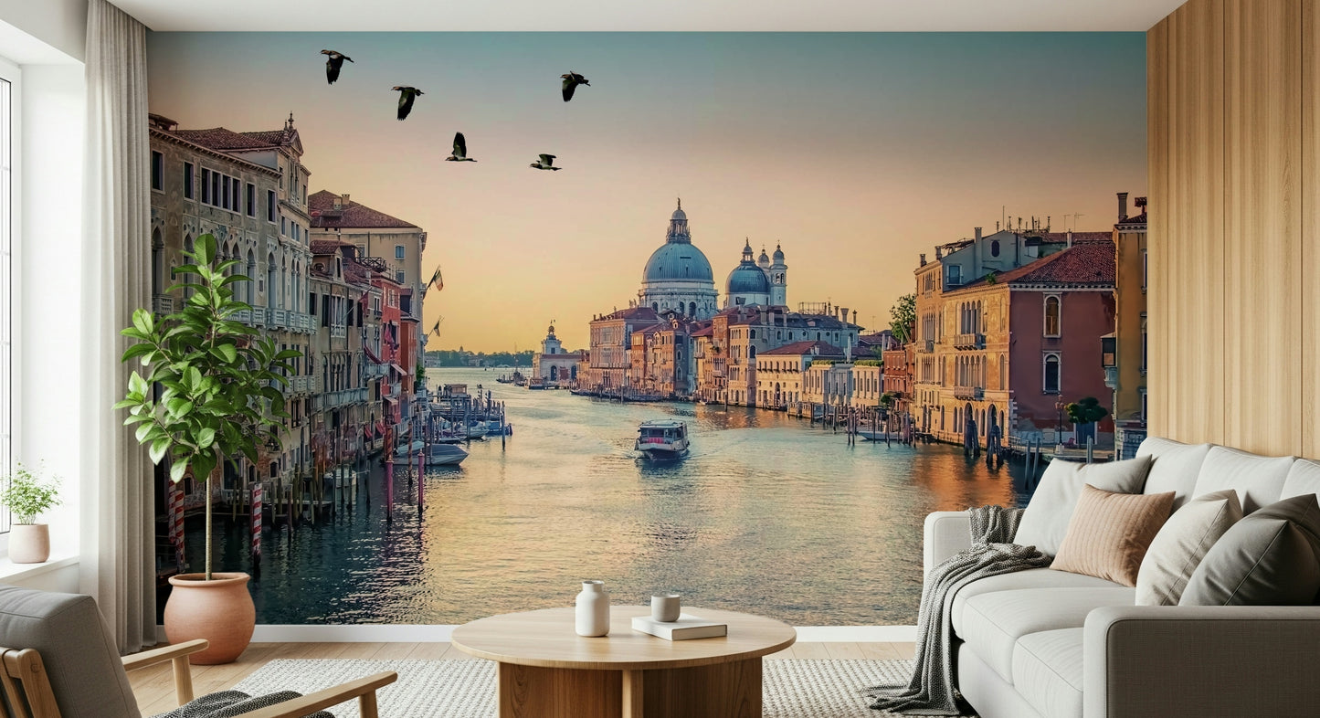 Venetian Canal Dream peel and stick wallpaper water scenery.