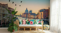 Romantic Venice vistas within Venetian Canal Dream wallpaper mural.