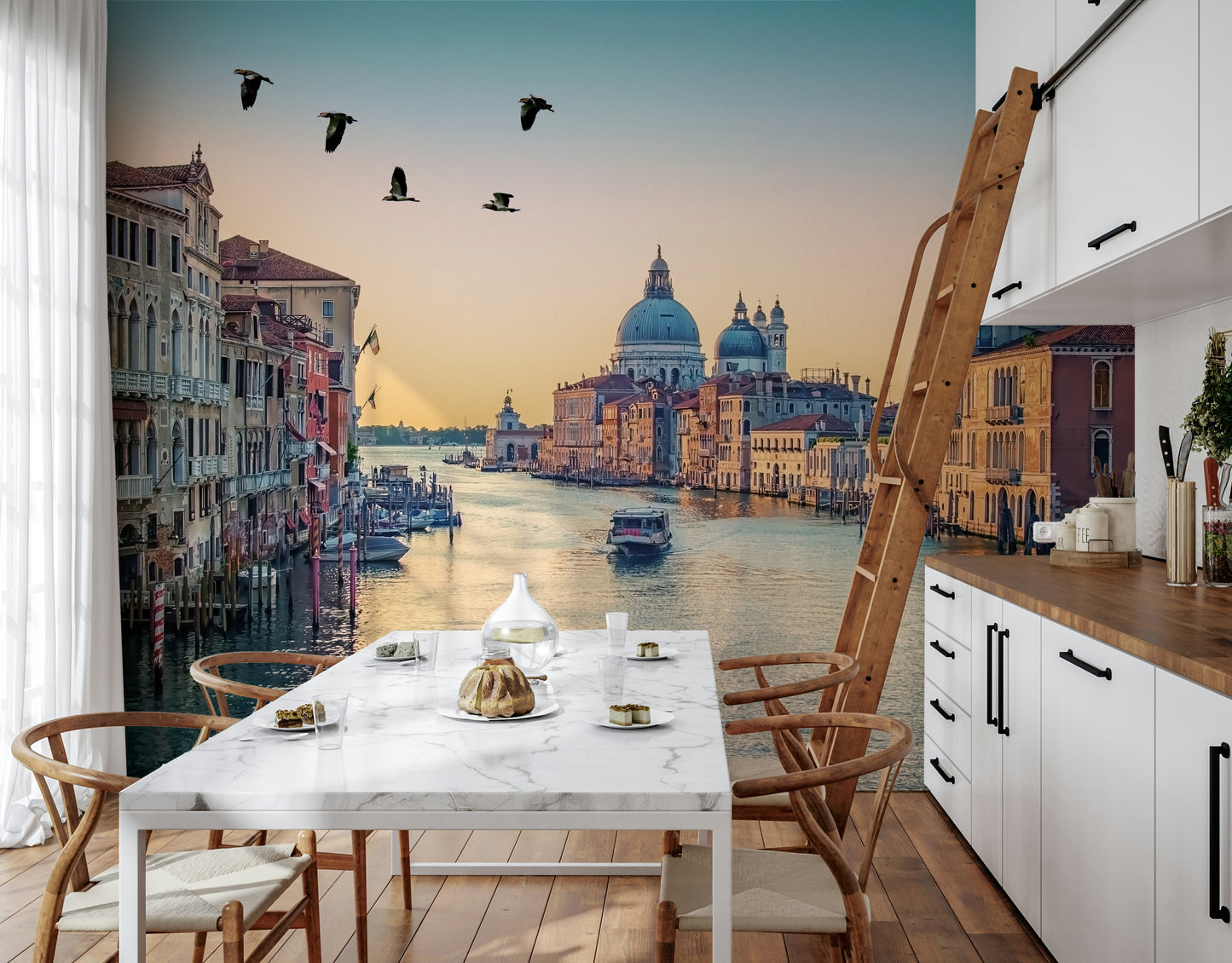 Venetian Canal Dream wallpaper for walls displaying antique buildings.