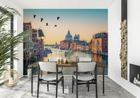 Venetian Canal Dream wall mural showcasing golden sunset ripples.