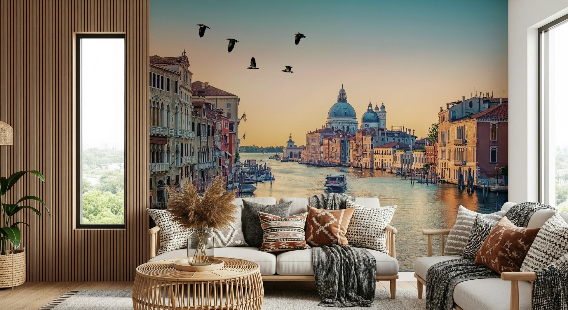 Scenic waterway view featuring Venetian Canal Dream wallpaper mural.