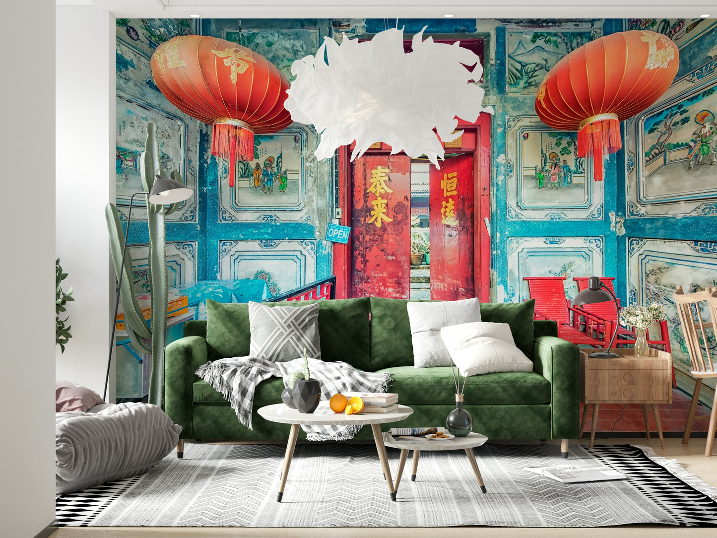 Crimson Lanterns Wall Mural