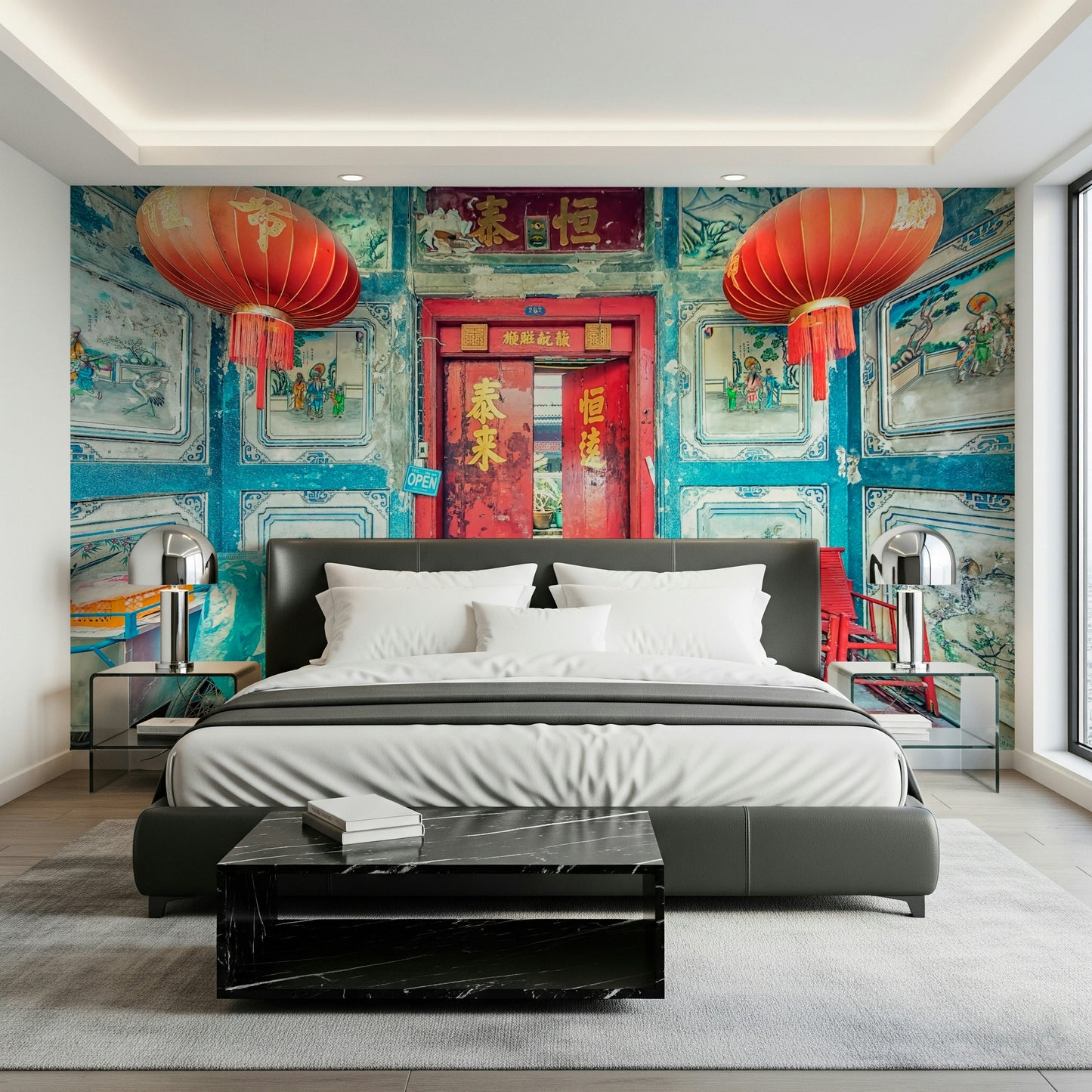 Crimson Lanterns Wall Mural