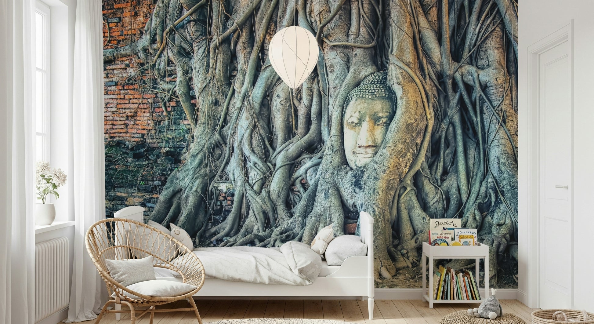 Ancient arboreal sculpture in Timeless Harmony mural wall design.