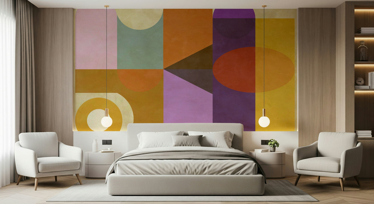 Mid-Century Abstract Wall Mural
