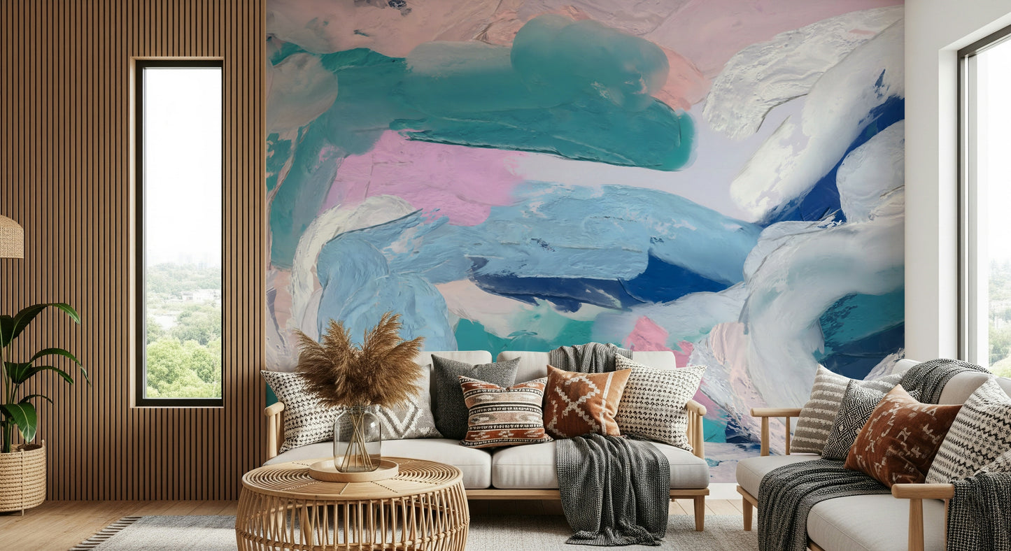 Azure Strokes Wall Mural