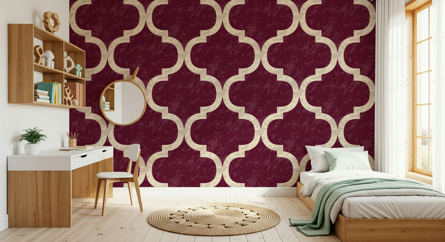 Moroccan Ogee - Cabernet Red Wallpaper⁠