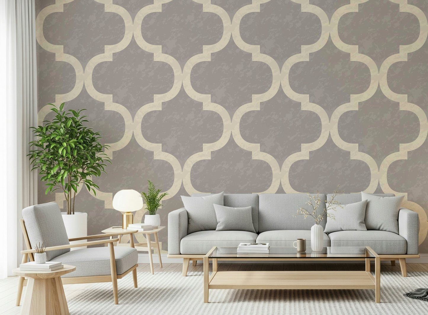 Moroccan Ogee - Stone Grey Wallpaper⁠