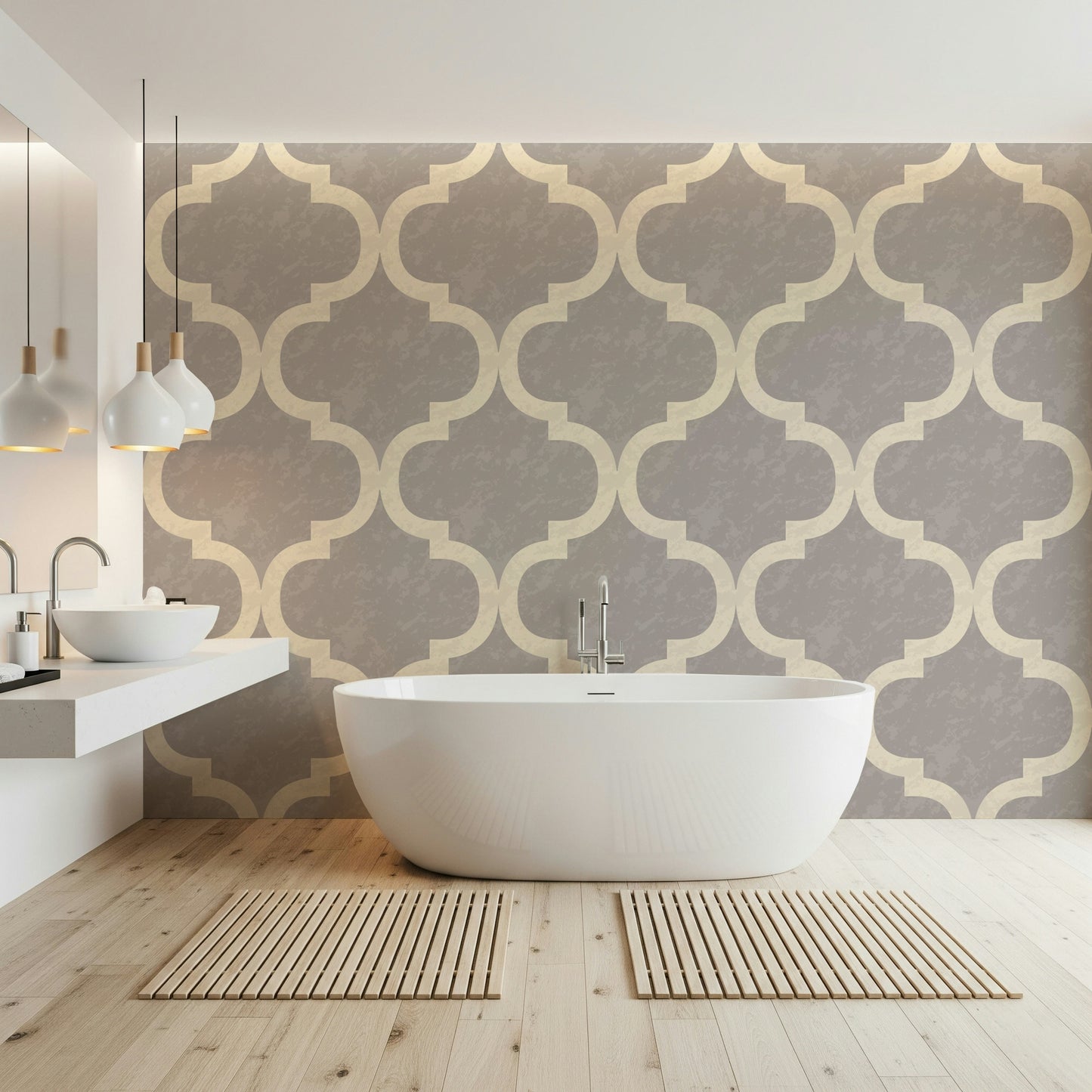 Moroccan Ogee - Stone Grey Wallpaper⁠