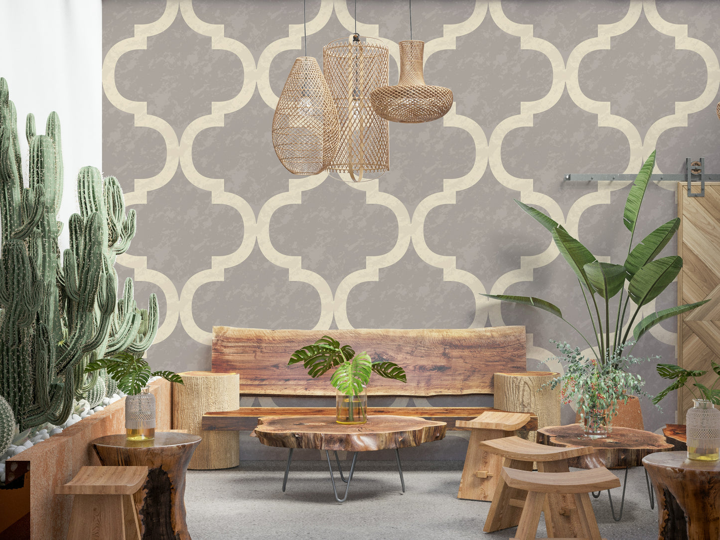 Moroccan Ogee - Stone Grey Wallpaper⁠