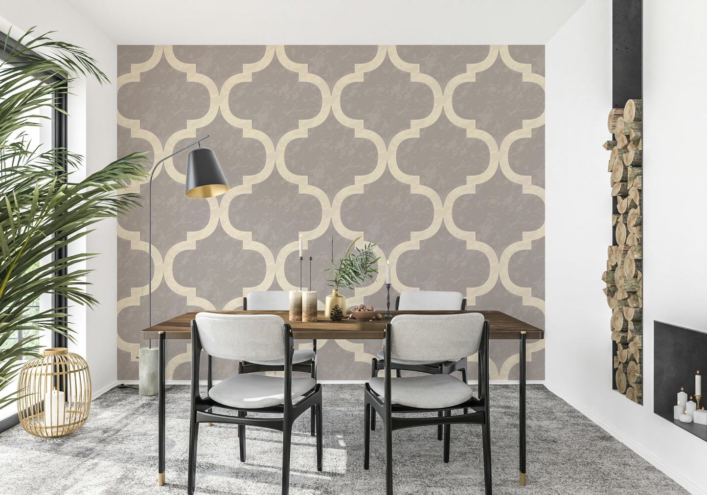 Moroccan Ogee - Stone Grey Wallpaper⁠