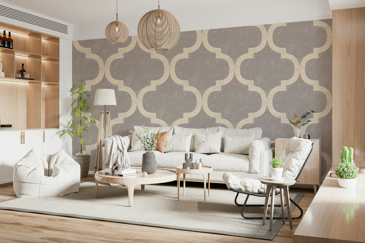 Moroccan Ogee - Stone Grey Wallpaper⁠