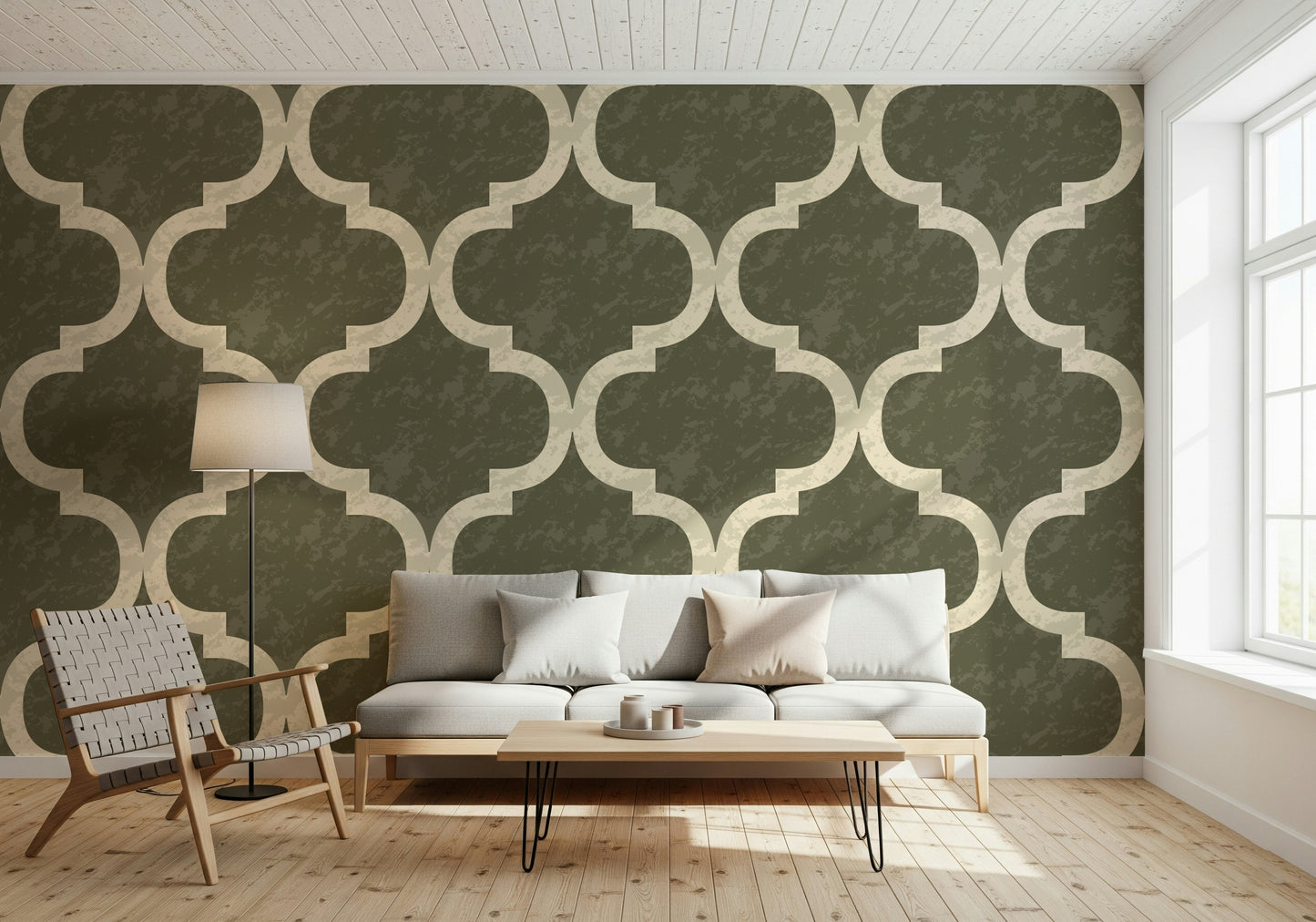 Moroccan Ogee - Dark Olive Wallpaper⁠